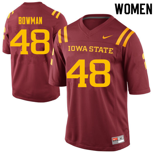 Women #48 Jason Bowman Iowa State Cyclones College Football Jerseys Sale-Cardinal